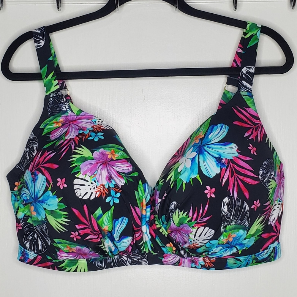 Tropical Print Underwire Bikini Top 42F
